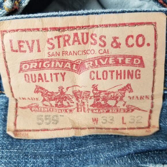 Levis 569 Jeans Mens 33x32 Blue Relaxed Straight Denim 100% Cotton Medium Wash - Picture 12 of 14